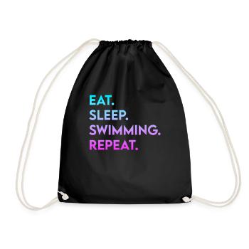 manger dormir nager répéter - Sac de sport léger - noir - Devant