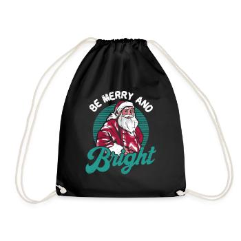 Be Merry And Bright Santa Claus Elf Holidays - Drawstring Bag - black - Front