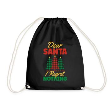Dear Santa I Regret Nothing Santa Claus Surfing - Drawstring Bag - black - Front