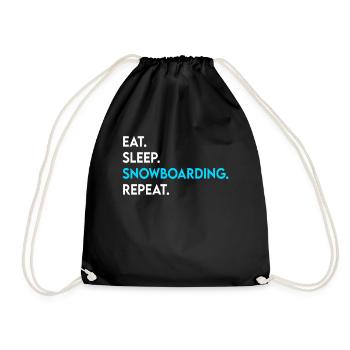 eat sleep snowboarding repeat - Drawstring Bag - black - Front