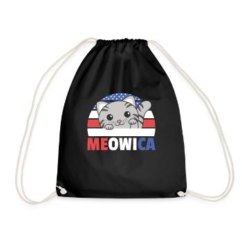 Chat pour le quatrième de juillet drapeau américain Meowica - Sac de sport léger - noir - Devant