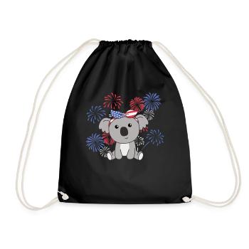 4th of July american Koala kids usa feuerwerk - Turnbeutel - Schwarz - Vorne