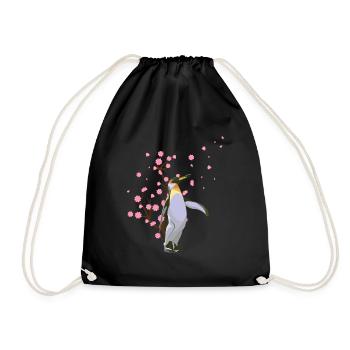 Kirschblüte Pinguin Japanische Sakura Blume - Turnbeutel - Schwarz - Vorne