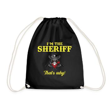 Ich bin Sheriff mit Sheriffstern und Revolver - Turnbeutel - Schwarz - Vorne