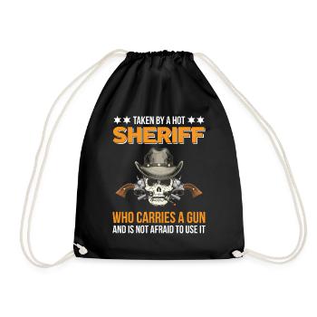 Sheriff mit Revolver Abzeichen Sheriffstern - Turnbeutel - Schwarz - Vorne