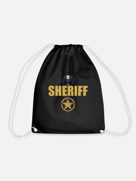 Sheriff Polizei Sheriffstern Abzeichen - Turnbeutel - Schwarz