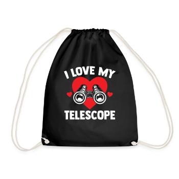 I love my telescope stars universe space - Drawstring Bag - black - Front