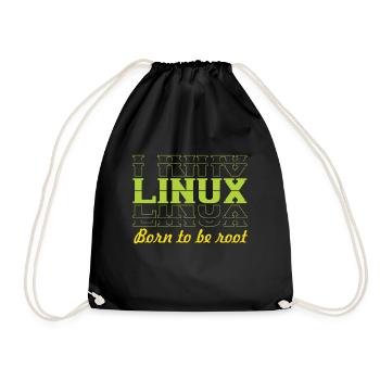 Linux Retro Vintage Born to be Root for Nerds - Drawstring Bag - black - Front