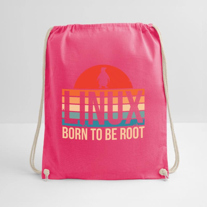 Linux Born To Be Root Penguin Nerd Coding Geek Drawstring Bag