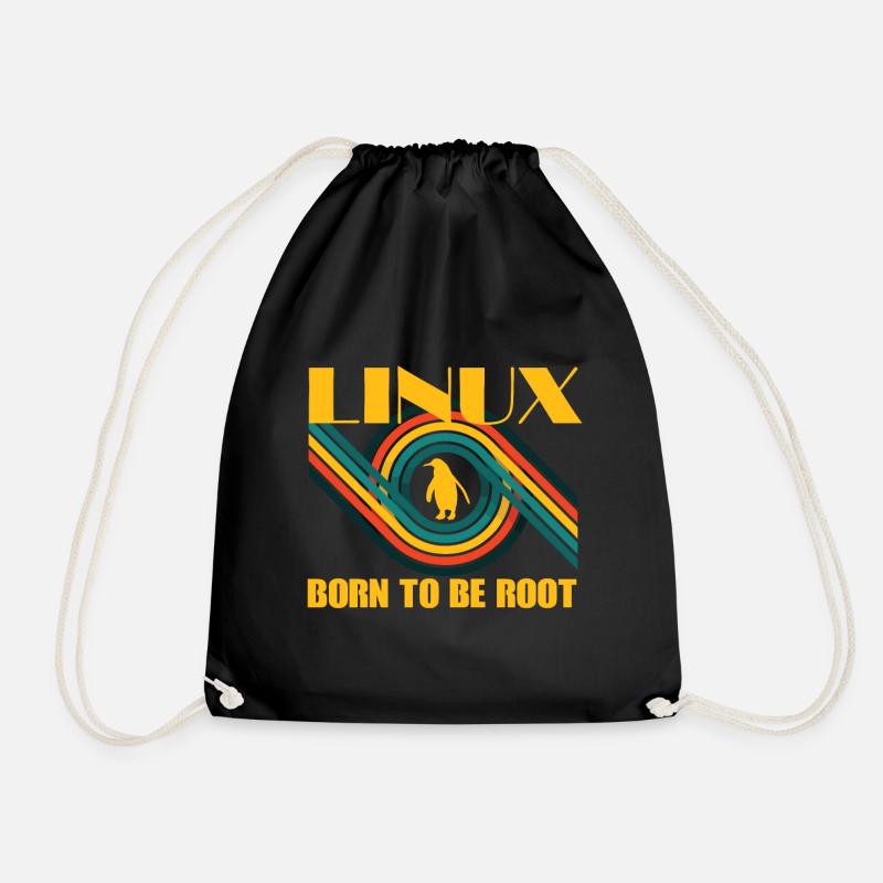 Born To Be Root Linux Retro Pinguin Nerd Geek - Turnbeutel - Schwarz