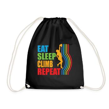 Eat Sleep Climb Repeat Bouldern Klettern - Turnbeutel - Schwarz - Vorne