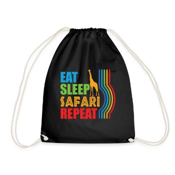 Eat Sleep Safari Repeat Africa Giraffe - Drawstring Bag - black - Front