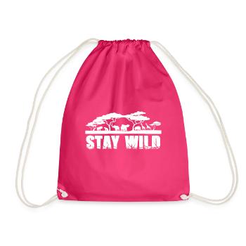 Africa Safari is wild lion giraffe elephant - Drawstring Bag - fuchsia - Front