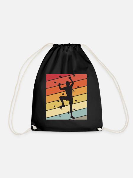 Kletterwand Retro Bouldern Klettern Berge - Turnbeutel - Schwarz