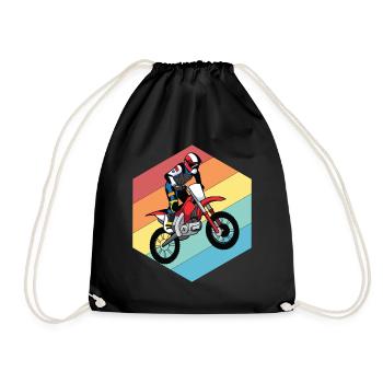 Motorrad Retro Race Motocross Offroad - Turnbeutel - Schwarz - Vorne
