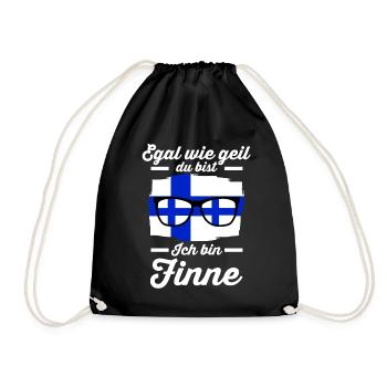 Finne Finnisches Finnland - Turnbeutel - Schwarz - Vorne