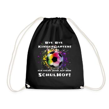 Fußball Schulanfang Geschenk - Turnbeutel - Schwarz - Vorne