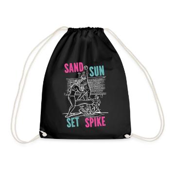 Volleyball Player Team Sand Sun - Drawstring Bag - black - Front