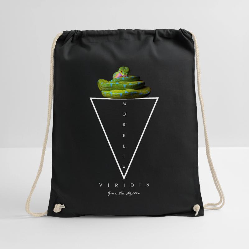 Green Tree Python Modern Geometric Drawstring Bag