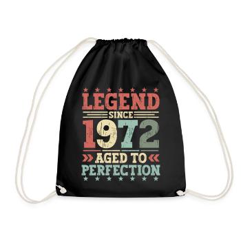 Legend 1972 Vintage Birthday Gift - Drawstring Bag - black - Front