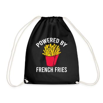 Powered By French Fries - Fast Food Lovers - Drawstring Bag - black - Front