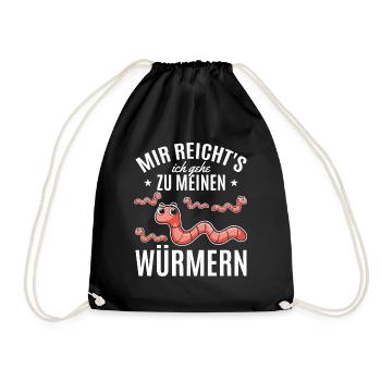 Würmer Sprüche Wurm Mir Reicht's Ich Gehe Zu - Turnbeutel - Schwarz - Vorne