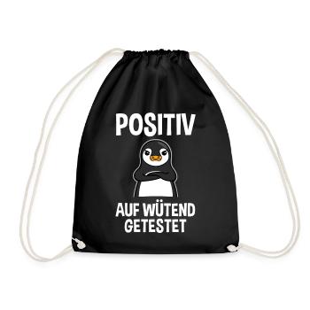Wütender Pinguin Lustiger Spruch Geschenk - Turnbeutel - Schwarz - Vorne