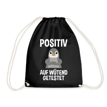 Wütender Pinguin Lustiger Spruch Geschenk - Turnbeutel - Schwarz - Vorne