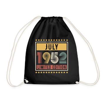 Vintage July 1952 Limited Edition Birthday - Drawstring Bag - black - Front
