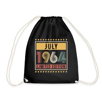 Vintage July 1964 Limited Edition Birthday - Drawstring Bag - black - Front
