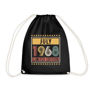 Vintage July 1968 Limited Edition Birthday - Drawstring Bag - black - Front