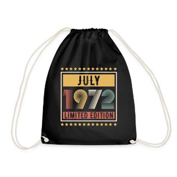 Vintage July 1972 Limited Edition Birthday - Drawstring Bag - black - Front