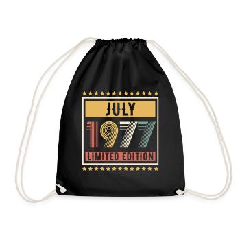 Vintage July 1977 Limited Edition Birthday - Drawstring Bag - black - Front
