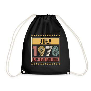Vintage July 1978 Limited Edition Birthday - Drawstring Bag - black - Front