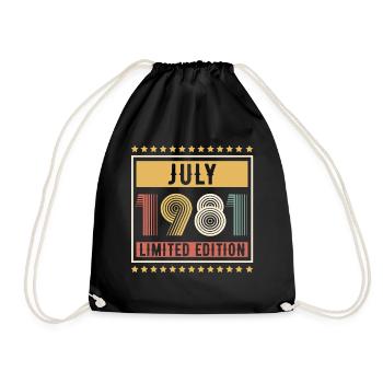 Vintage July 1981 Limited Edition Birthday - Drawstring Bag - black - Front
