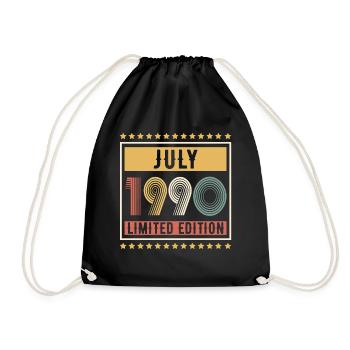 Vintage July 1990 Limited Edition Birthday - Drawstring Bag - black - Front