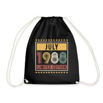 Vintage July 1988 Limited Edition Birthday - Drawstring Bag - black - Front
