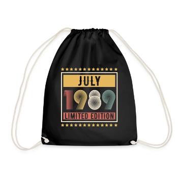 Vintage July 1989 Limited Edition Birthday - Drawstring Bag - black - Front