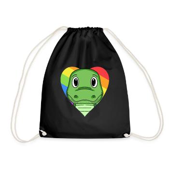 LGBT Tier Krokodile Regenbogen Herz - Turnbeutel - Schwarz - Vorne