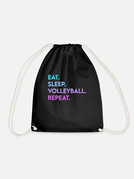 eat sleep volleyball repeat - Turnbeutel - Schwarz