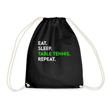 manger dormir tennis de table répéter - Sac de sport léger - noir - Devant