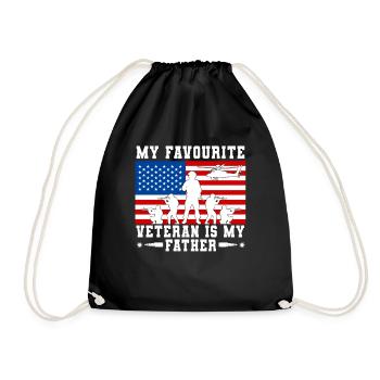 My favorite veteran is my father military - Drawstring Bag - black - Front