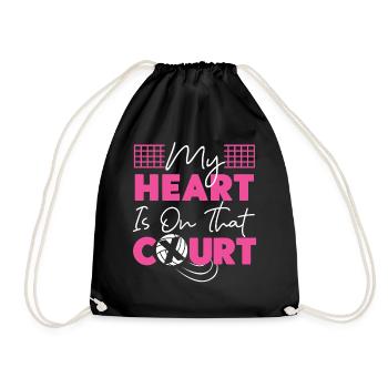 Volleyball Player Team My Heart Is - Drawstring Bag - black - Front