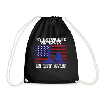 Mein Lieblingsveteran Ist Mein Vater Militär - Turnbeutel - Schwarz - Vorne