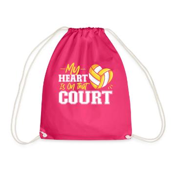 Volleyball Player Team My Heart Is - Drawstring Bag - fuchsia - Front