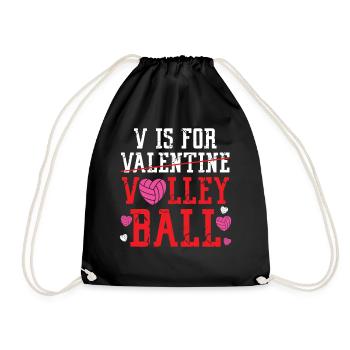 Volleyball Player Team Valentines - Drawstring Bag - black - Front