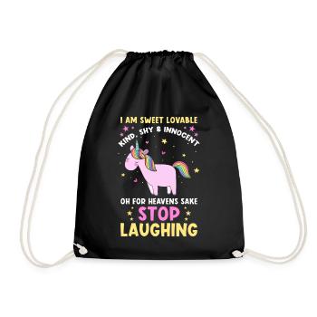Einhorn Sprüche Lustiges Einhorn Damen Mädchen - Turnbeutel - Schwarz - Vorne