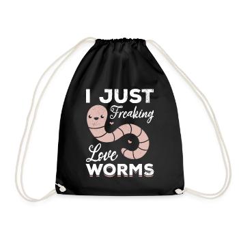 Nice worm lover I love only damn - Drawstring Bag - black - Front