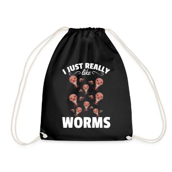 Compost worm lover Happy Worm I like worms - Drawstring Bag - black - Front
