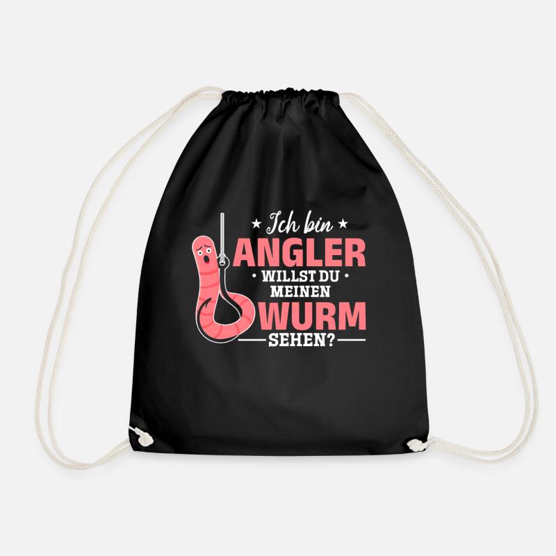 Ich bin Angler willst du meinen Wurm sehen? Angeln - Turnbeutel - Schwarz